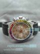 Copy Rolex Daytona Rainbow Diamond Bezel Black Natural Rubber Strap Watch (3)_th.jpg